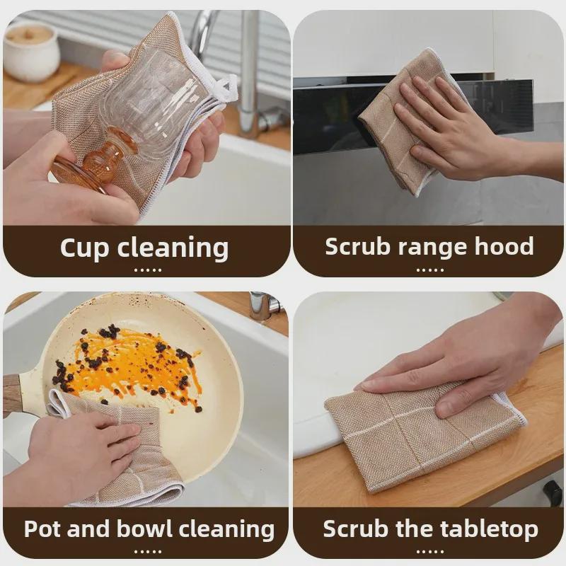 Non-Oily Bamboo Fiber Dish Towel with Bright Silk Viscose