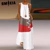 GMXIA Fashionable Long Sleeveless Patchwork Dress 4 Colors Casual Dresses