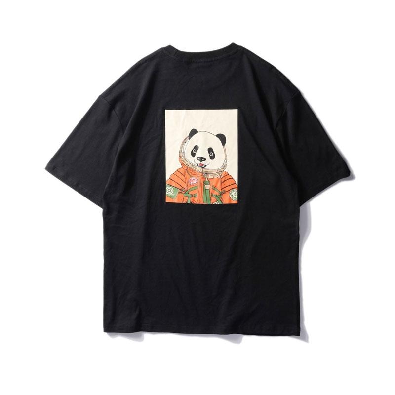 Space Panda Print Tee Shirts Fashion Summer Hip Hop Casual Streetwear Tshirts Unisex Harajuku Short Sleeve Tops Male Swag