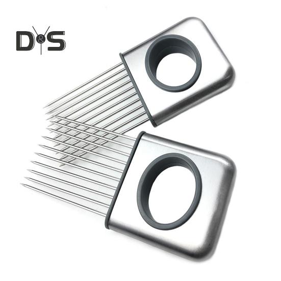 Držák na kráječ cibule Nerezová ocel Ergonomická rukojeť Naklepávač masa Nástroj na krájení zeleniny pro brambory rajčata mrkev ovoce citron maso kuchyňský gadget