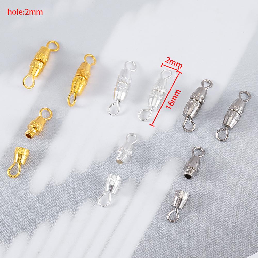 50pcs Cylinder Fasteners Clasps Buckles Closed End Screw Clasp Fastener with Ring DIY Bracelet Necklace Connector Jewelry Making