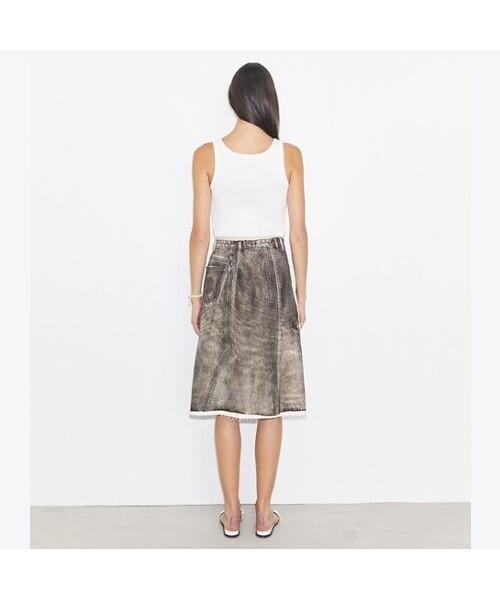 Tolibeochi Overprinted Deconstructed Denim Skirt - Soft Brown - Soft Brown