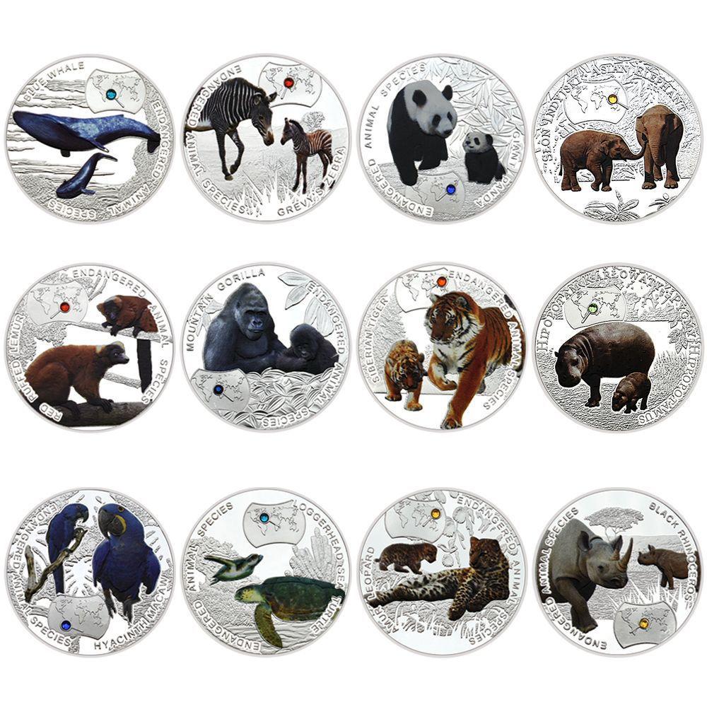 African animal coins, diamonds, commemorative medals, chimpanzees, tigers, blue whales, pandas, collectible souvenirs