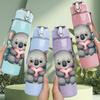 1PC Flower Hugging Koala 750ml Color Plastic Sports Water Bottle Leakproof Flip Straw Lid Suitable for Sports Office Home Use