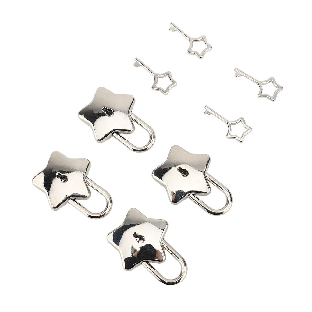 4 Set Treasure Chest Padlock   Metal Diary Book Jewelry Box Decorative Lock with Key S007 Five Pointed Star Shaped