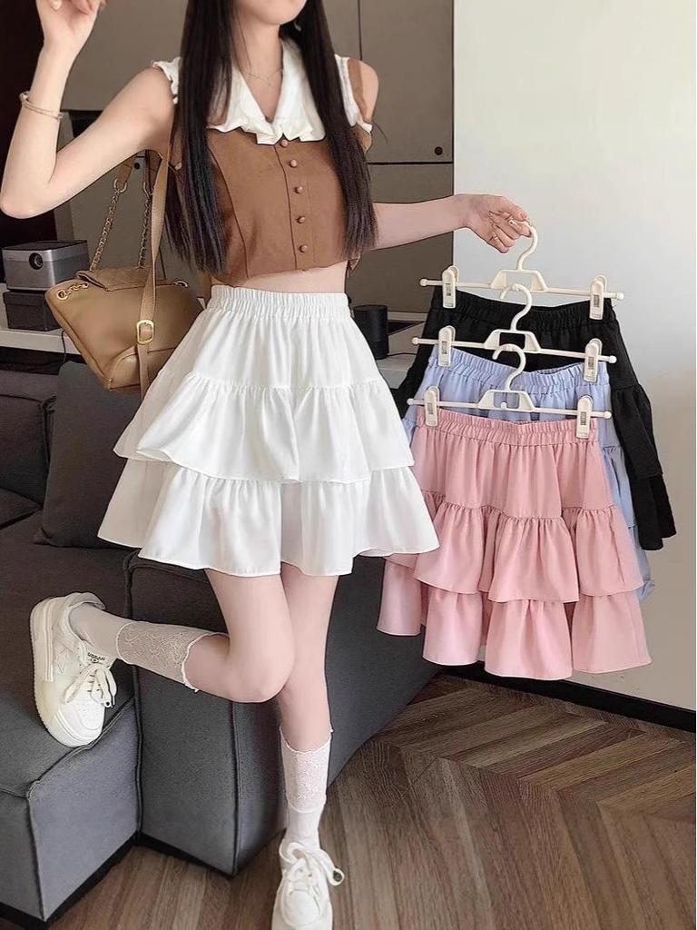 Women's White Ballet-Style Puff Mini Skirt: A-Line Petite Summer Skirt