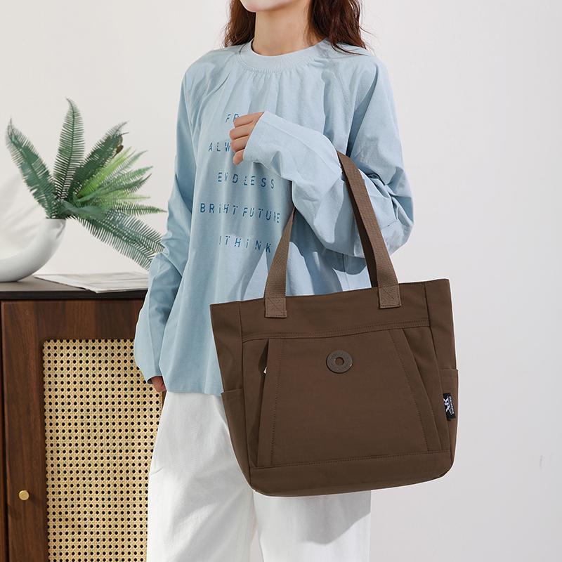 Waterproof Nylon Tote Bag for Women Large Capacity Shoulder Handbag with Multi Pockets