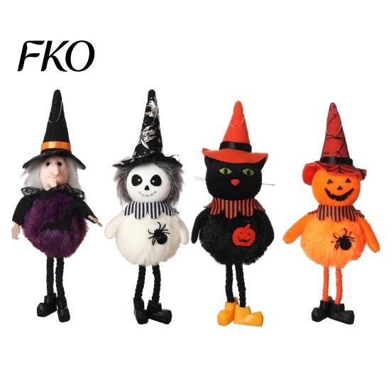 High-quality Halloween Figure Plush Pom Hanging Decoration, Pumpkin/Ghost/Black Cat/Witch Doll Spooky Party Decor Ornament for Tree, Porch,