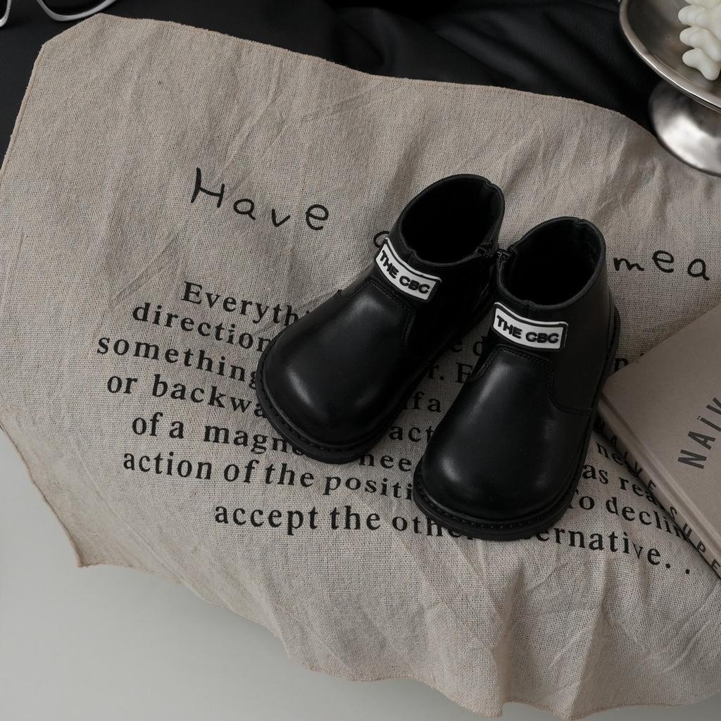 XSHX "Paris Simple" Children's French Leather Boots Boys and Girls Side Zipper Chelsea Boots [Wenzhou Shoes]