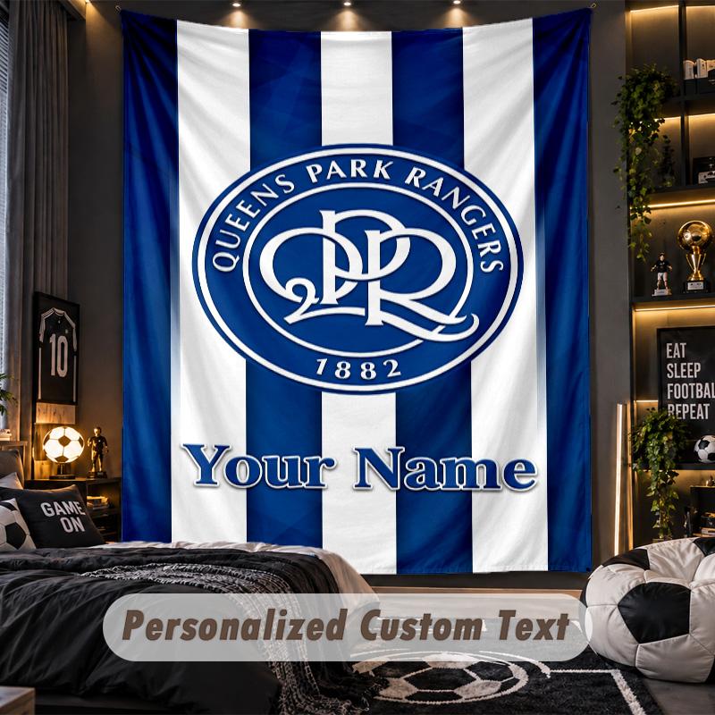 TapestryQueens Park Rangers FC Custom Name Text Personalized Wall Hanging Tapestry Home Wall Decor