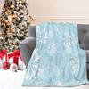 Christmas Snowflake Print Flannel Blanket For Living Room Bedroom Sofa Nap Cover Blanket