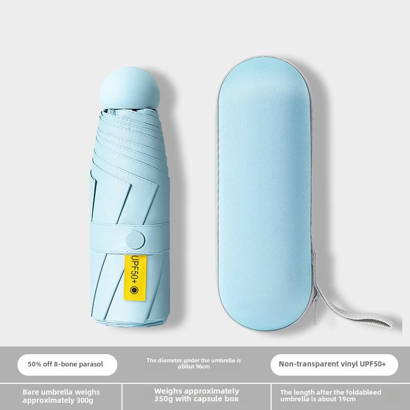 Compact Dual-Use Capsule Umbrella: Portable, Foldable, Lightweight, Sun & Rain Protection