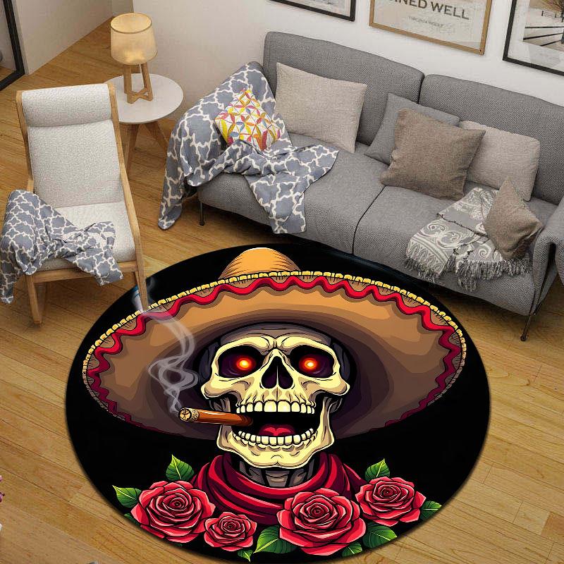 Artistic Round Mandala Multicolor Rug Mat, Non-Slip Floor Mat for Laundry Room