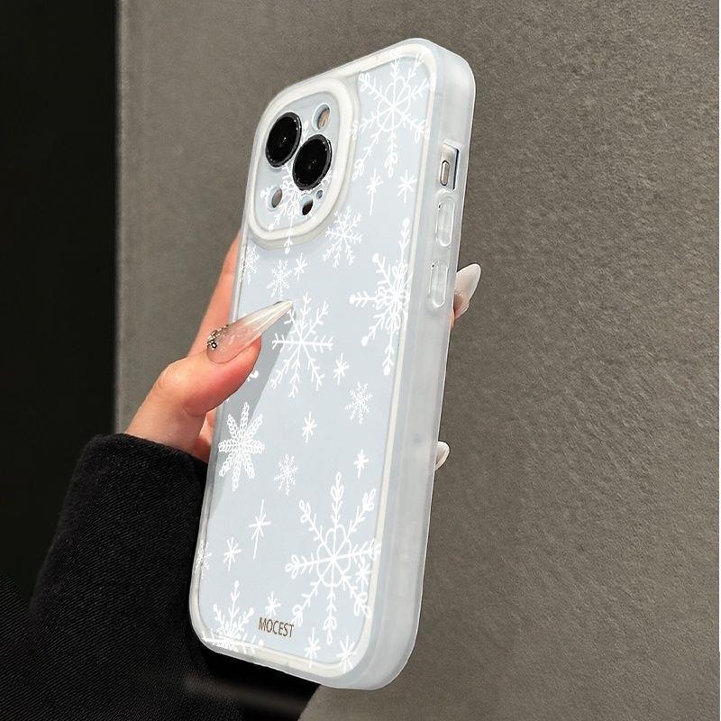 Full Screen Snowflake Apple iPhone 12-15 & XS/XR Pro Max Silicone Case
