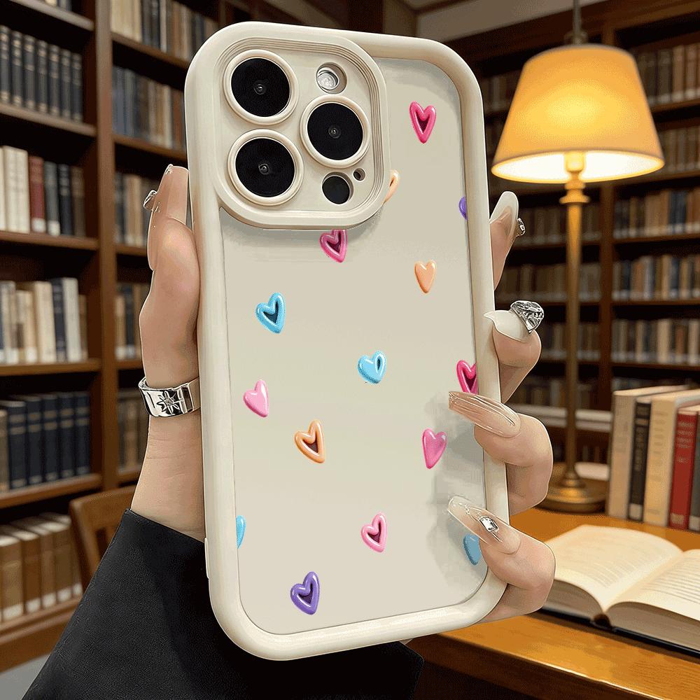 Colorful Heart Pattern Luxury Anti-Slip TPU Phone Case For Xiaomi Redmi Note 15 14 13 12 11 10 9 Pro Full Protective Cover