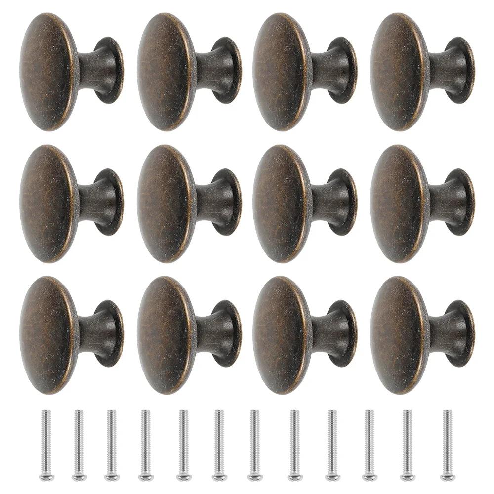 14/16Pcs Round  Antique Bronze Cupboard Door Pull Knob Kitchen Cupboard Door Decor Handles Replacement Hardware