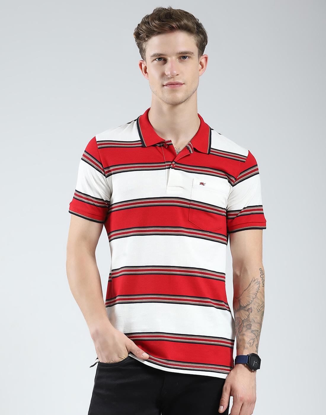 

Monte Carlo Mens Striped Collar Neck Tshirt M