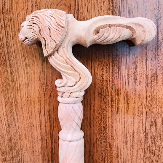 Handmade Wooden Lion Walking Stick Style Cane