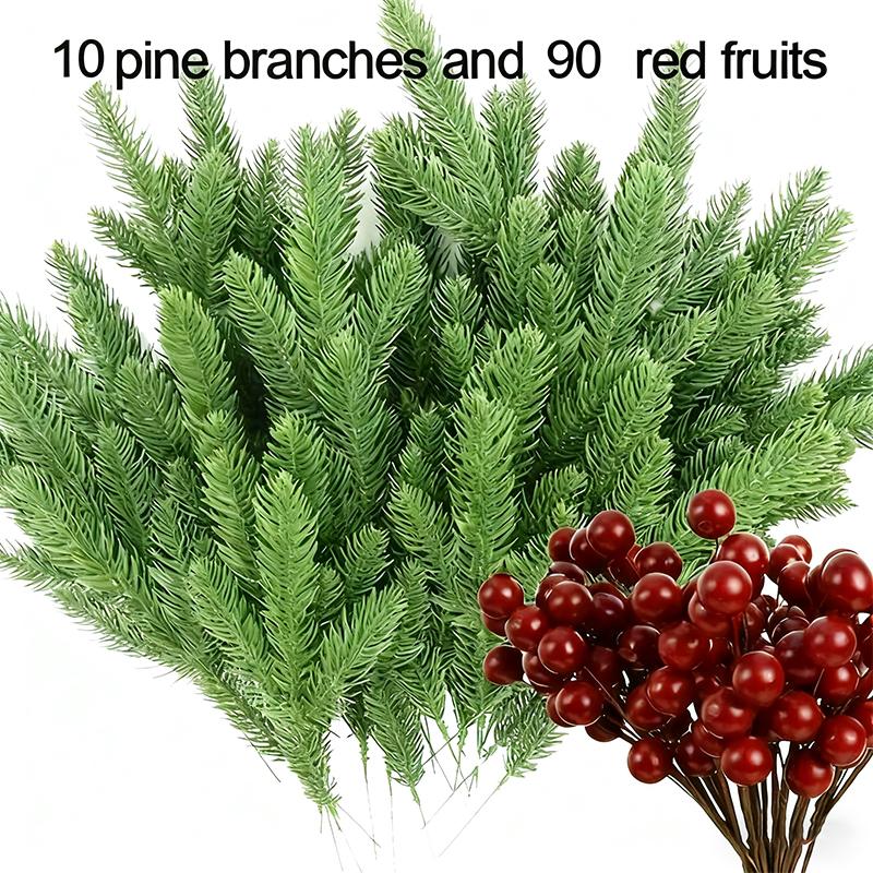 

100Pcs Green Artificial Pine Needles Berry Christmas Decoration Christmas Tree Ornament for Home Decor New Year 2025 Accessories as show