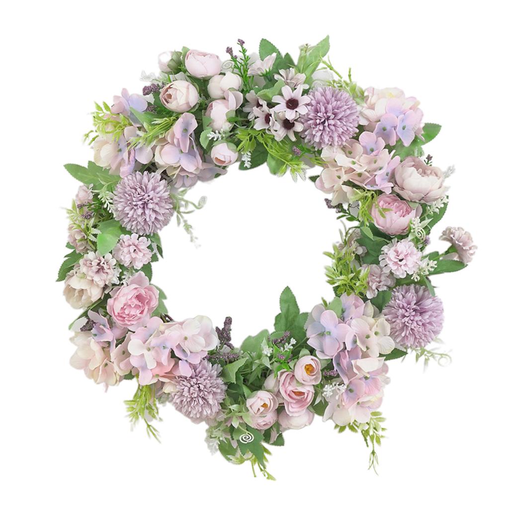 

16 Peony Flower Wreath Handmade Floral Wreath Artificial Spring Garland Wreath for Front Door Wall Wedding Party Home Decor фиолетовый