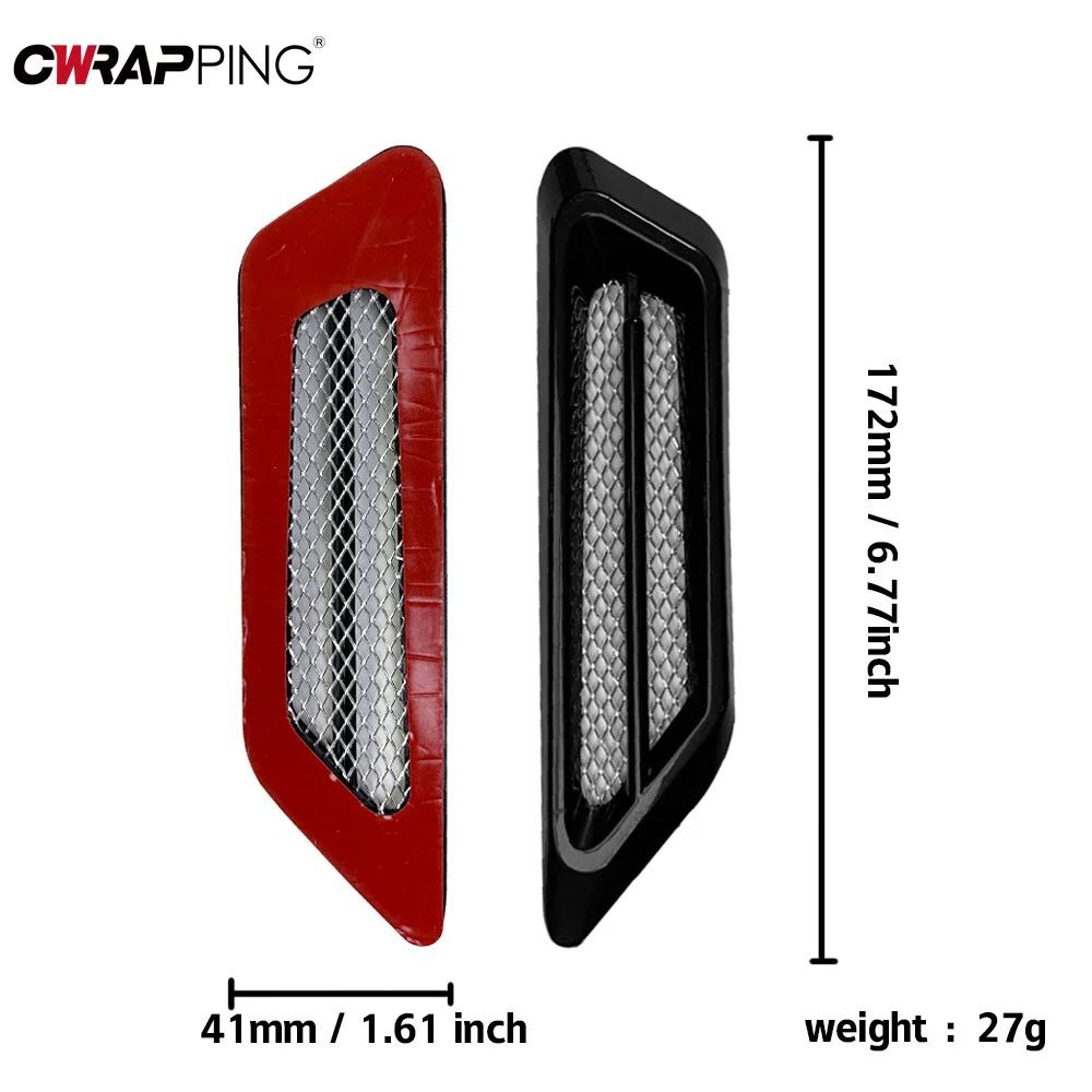 2Pcs Car Air Outlet Decor Strip Air Intake Grille Side Shark Gill-shaped Auto Stickers Waterproof Protection for Car Accessories