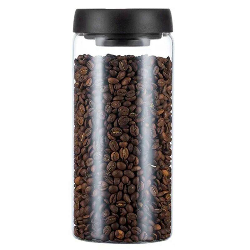 M-Modern-Vacuum Sealed Jug Coffee Beans Glass Airtight Canister Food Candy Keep Fresh Storage Jar 1800Ml