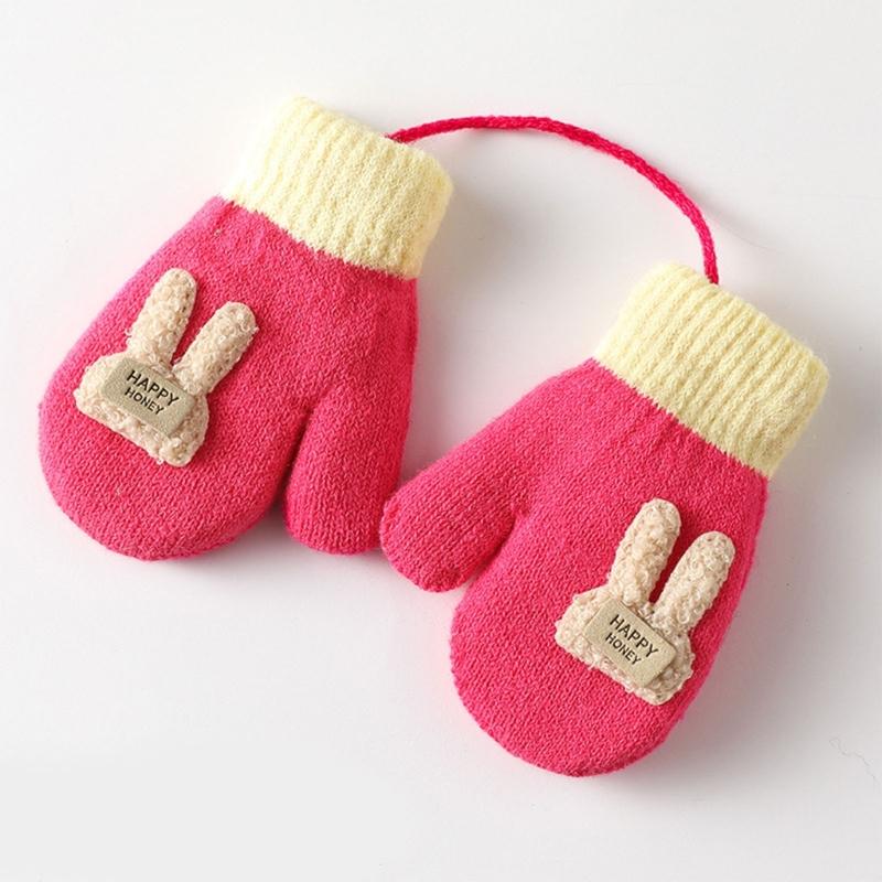 Children Gloves in Autumn and Winter Double-layer Plus Velvet Thickening Warm Cute Gloves for 0-3 Years Old Toddlers