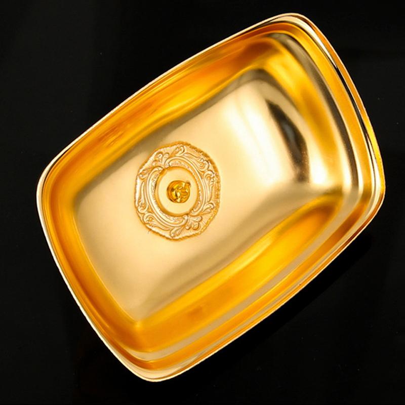 European-Style Rectangular Cake Tray with Lid Vintage Metal Fruits Serving Tray Decorative Candy Snacks Dish for Candy Party