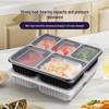 HANDUNYOU Disposable 5-Compartment Rectangular Food Container, 1500ml