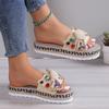 Cake Thick-soled Shoes Beach Sandals Large-sized Summer Gemstone Flip-flops