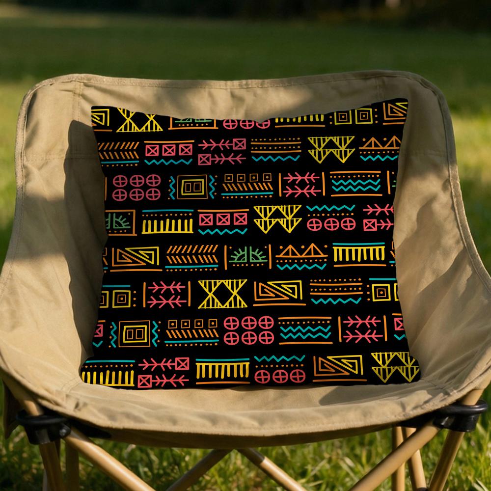 African Tribal Pattern Cushion Cover Soft Reversible  Durable Pillow Cover  MultiScene Use for Home  Car Daily Comfort