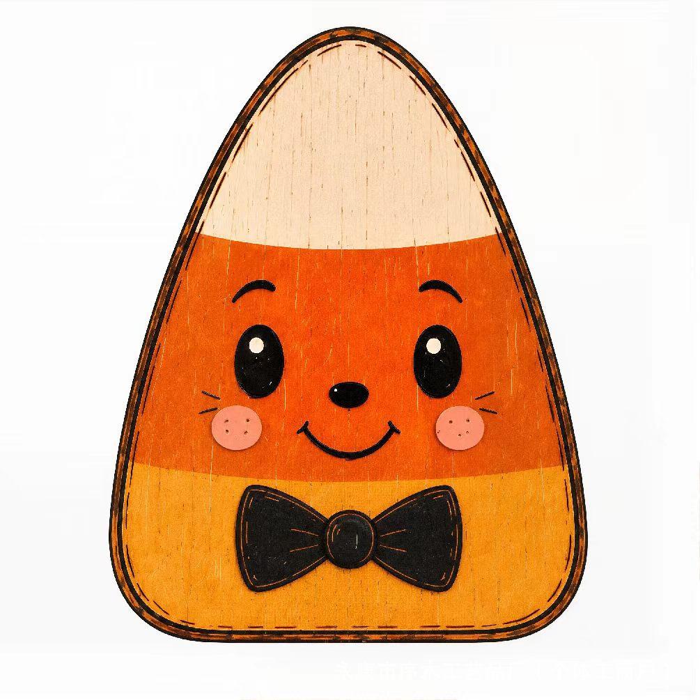Halloween Pumpkin Ghost Pendant Distressed Painted Cartoon Wooden Black Cat Ornament