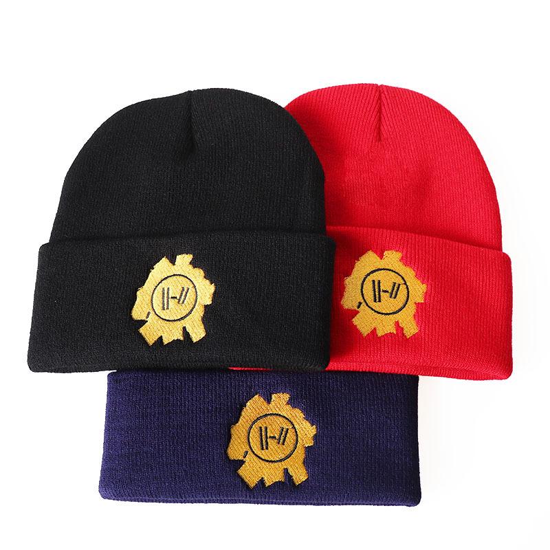 Trendy twenty one polits Band embroidered knitted hat, woolen hat, hip-hop pullover hat