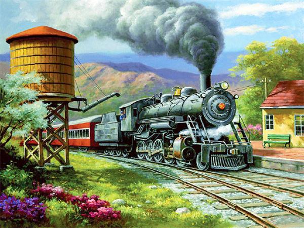 Diamond Art Painting Train Full Square Round Embroidery Mosaic Winter Landscape Handmade Wall Decor