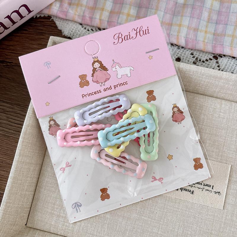 8 Pcs Sweet Candy-colored Oil-dropping Children's Versatile Star Hair Clips Bangs Hair Clips Cute Girl Bb Clips Bagged