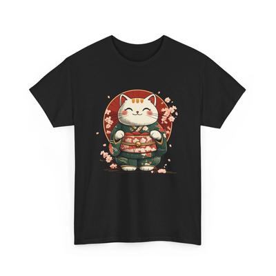 Japanese Lucky Cat T-Shirt | Matsuri Summer Tee | Kimono & Fireworks Shirt