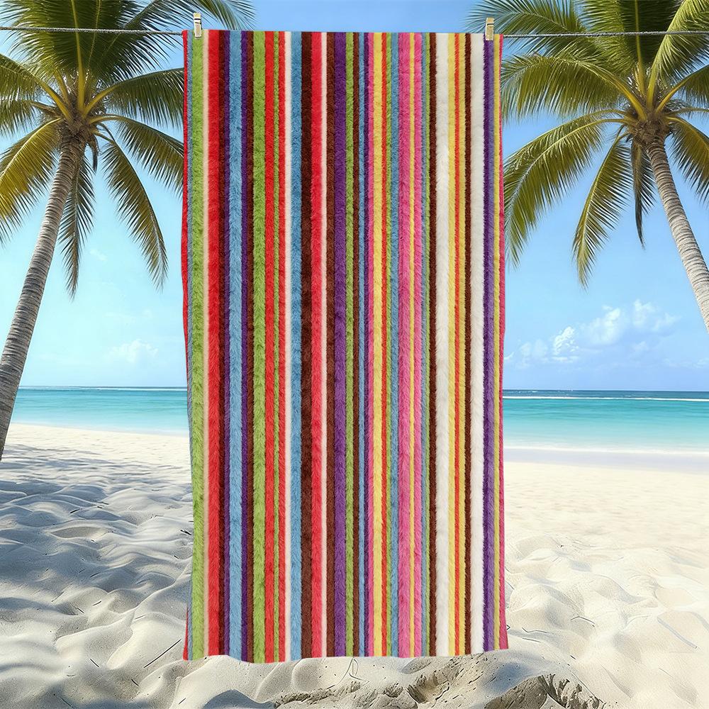Populaire gestreepte bedrukte strandlaken Sneldrogend Zandvrij Volwassen Zwem Bad Handdoek Microvezel Handdoek