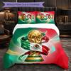 Mexico footbal Pattern 3 Pieces Bedding Set Soft Microfiber Duvet Cover with Pillow Cases for Bedroom