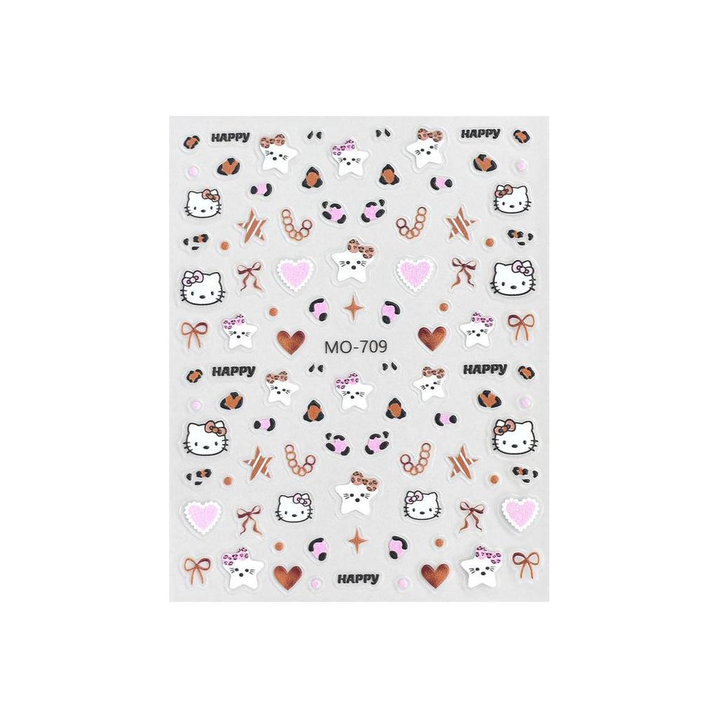 Embossed Kitty Cat & Zebra Print Nail Stickers: New Cartoon Bow & Cat Paw Decorations