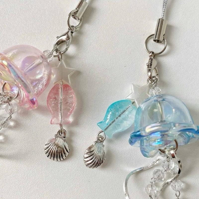 Jellyfish Phone Charm Keychain Pendant Phone Strap Acrylic Texture Phone Chain Suitable for Fashion Enthusiasts Present