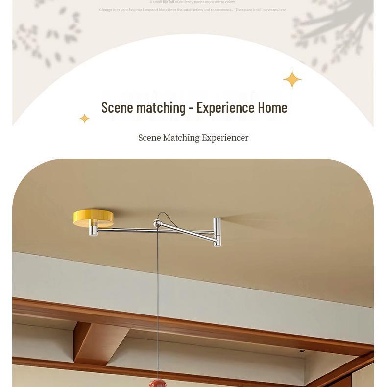 Dopamine Dining Table Set with Swing Arm Pendant Light and Eye-Protecting Ceiling Light for Kids
