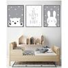 Kids Decoration Picture Children Bedroom Decor Baby Nursery Wall Art Canvas Poster Print Cartoon Rabbit Bear Painting Nordic