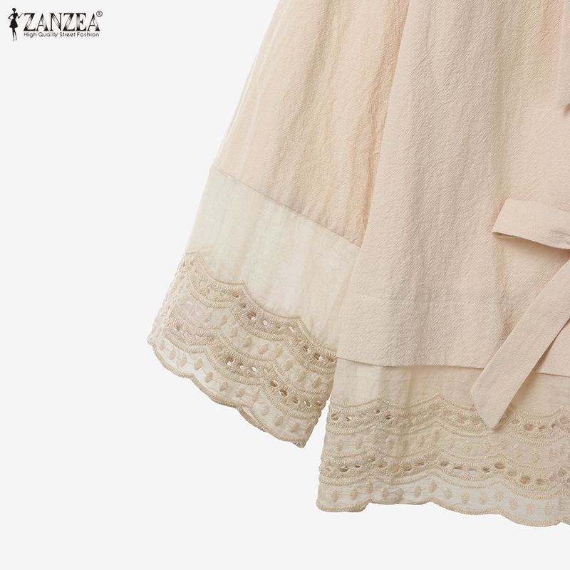 ZANZEA Two Piece Suit Women V Neck Long Sleeve Lace-up Blouse and Pants Casual Sets