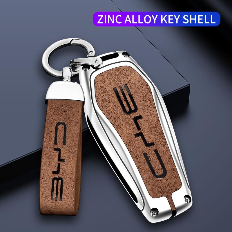 Zinc Alloy Leather Car Key Case Byd Song Plus Atto 3 Han Ev Dolphin Tang Dm Qin Yuan Dolphin Key Holder Car Key Case Key Chain