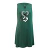 Women Summer  Print Hollow Out Sleeveless Loose Tank Mid Dresses