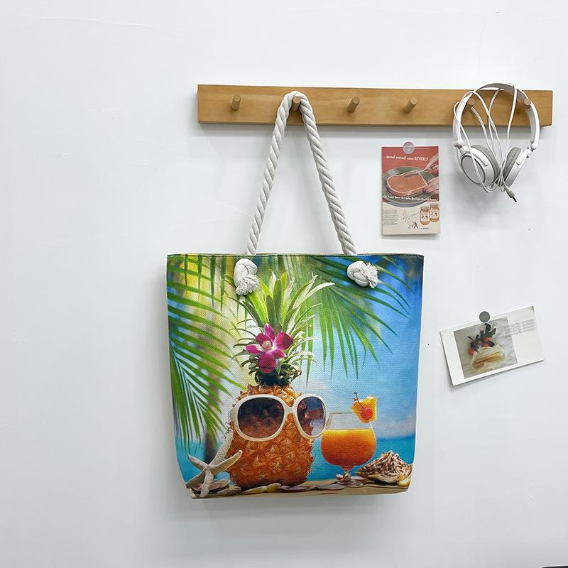 Strandväska Stor Tote Enkelaxel Damväska Trendig Casual Handväska Kort Resväska