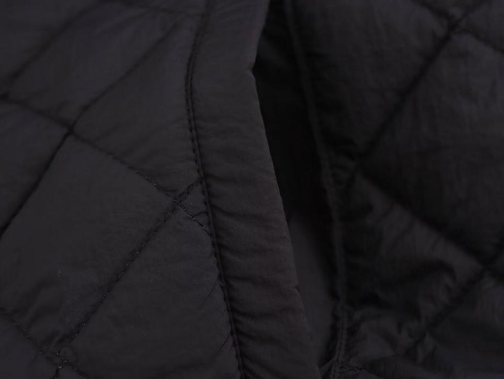 2024 Autumn Women's European & American Style High Neck Diamond Pattern Short Cotton Jacket