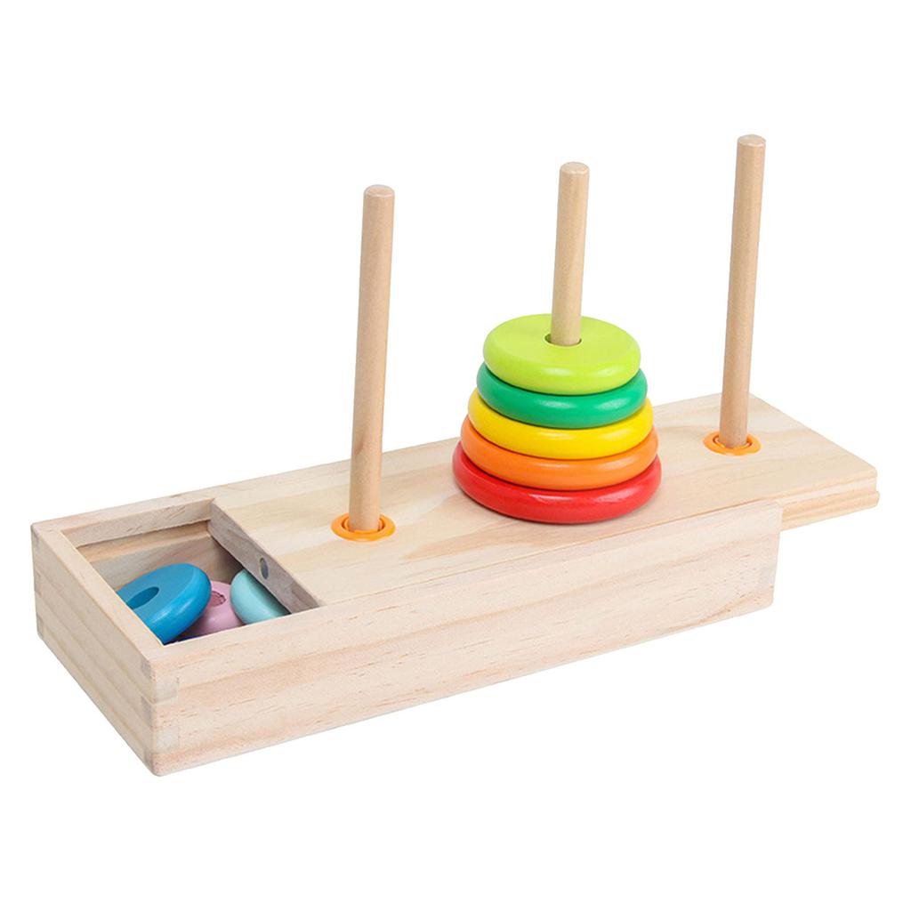 10 Rings Puzzle Game Wooden Tower rly Educational Logic Thinking Block Game Toy for Kids