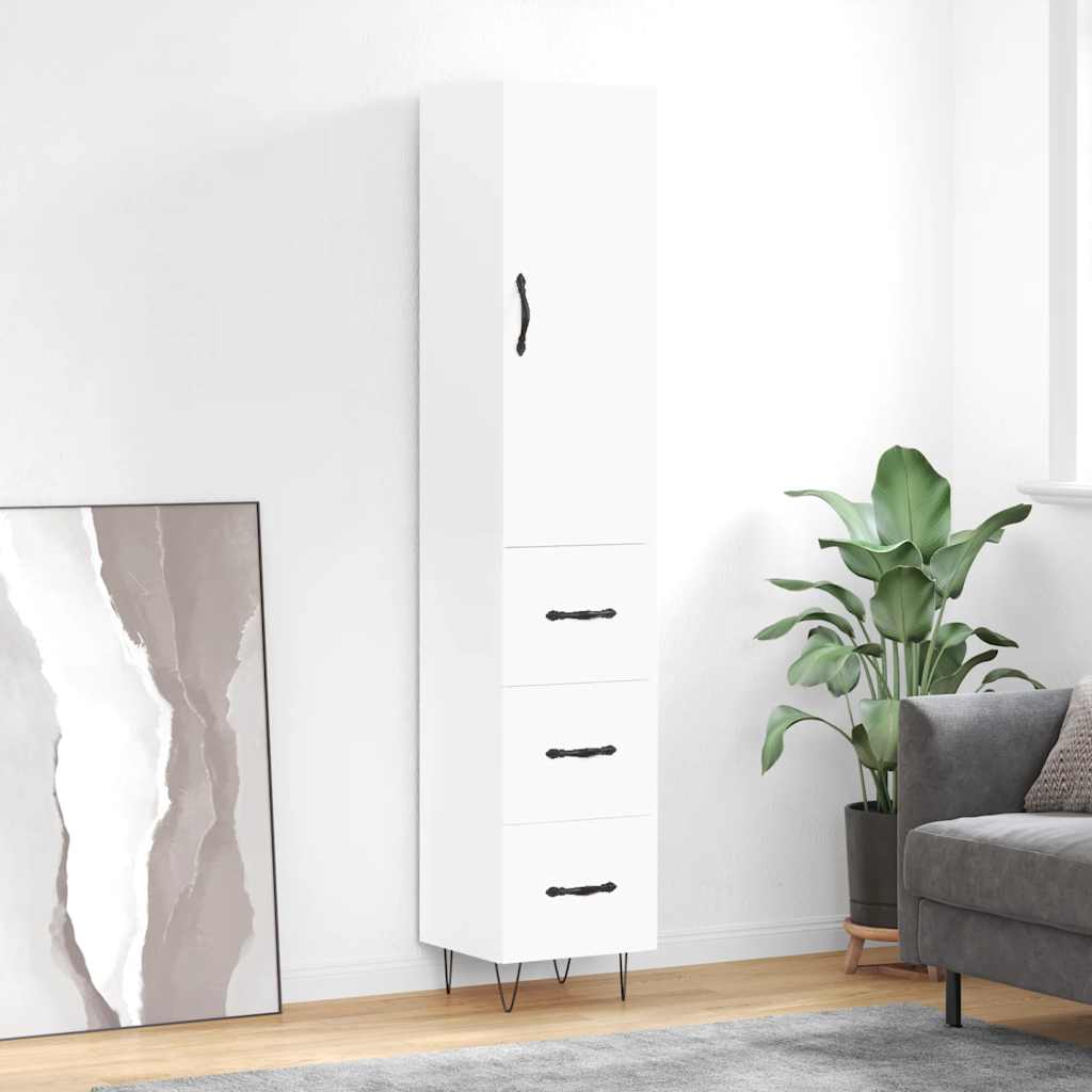 Highboard White 34.5x34x180 cm Particleboard