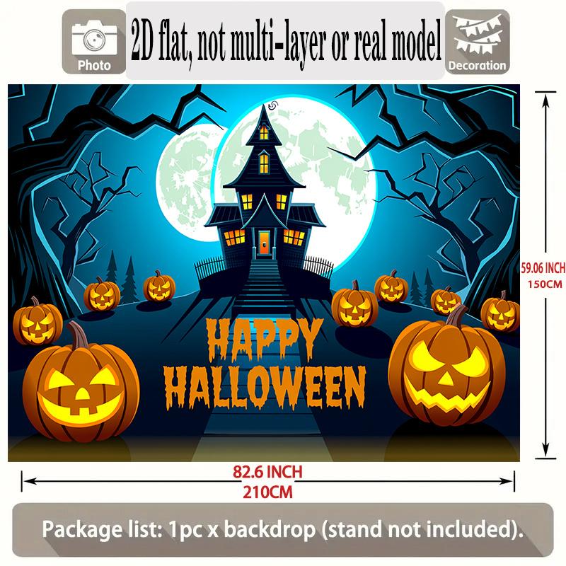 Party Backdrop Halloween Flat Banners Spooky Pumpkin House Celebrations Wedding Enthusiasts Photo Booth Background Front Door Decor